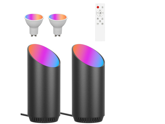 2 Pack Up Lights Indoor Floor Can Light, 6W RGB GU10 LED Spotlights, Indoor Uplights for Home Accent, Plant, Artwork, 5.9FT Plug Cord & Foot...