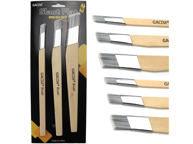 Slant Lining Fitch Trim Paint Brushes, Pack of 6, 0.5', 0.75', 1' Angled Cutting In Paint Brush, Fast Accurate Detail & Control, Hobby & Craft, 2...