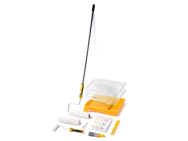 Paint Roller Kit with Extension Pole - 9 Inch Paint Roller with Tray Mini Paint Roller 4 inch, Small Paint Brush, 16 Piece Complete Painting Tool...