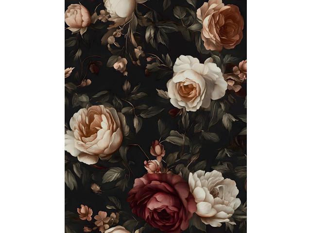 Gothic Black Red Rose Floral Wallpaper Peel and Stick 17.5'x393' Self Adhesive/Removable/Waterproof/Thick Vinyl Vintage Contact Paper for...