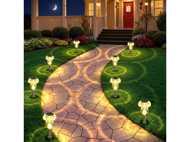 Solar Lights Outdoor, 8 Pack Mushroom Lights Outside Waterproof, Solar Powered LED Lighting for Garden, Yard, Landscape, Path, Pathway, Lawn,...