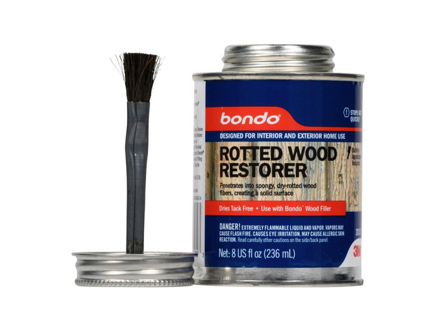 Bondo Rotted Wood Restorer, 8 fl oz., Penetrates into Spongy, Dry-rotted Wood Fibers Creating a Solid Surface, Dries clear and tack free, Water...