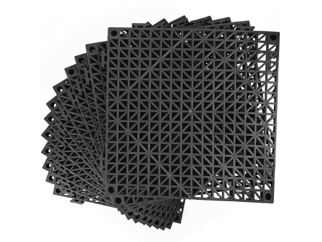 Modular Interlocking Cushion 12 Pack 11.8' x 11.8' Rubber Floor Tiles Non-Slip Splicing Drainage Mats for Deck, Pool, Outdoor Shower, Patio,...