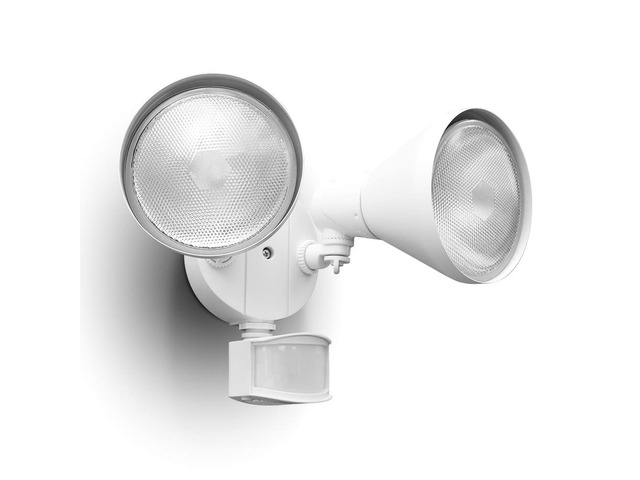 180-Degree 2-Head Motion-Activated Flood Light 300 Watt Halogen Motion Activated Integrated Dual-Head Floodlight Outdoor, Waterproof Exterior...