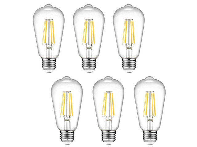 Dimmable Vintage LED Edison Bulbs, 6W, Equivalent 60W, 700lm, Warm White 2700K, 80+ CRI, ST58 Antique LED Filament Bulbs, E26 Medium Base, Clear...