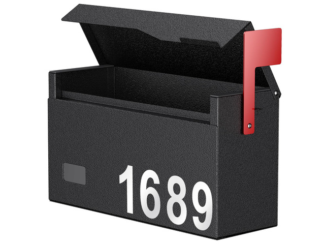 Wall Mount Mailbox for Outside (No Locking Mechanism) Flag & Number Stickers, Large Metal Mail Box for House, Modern Post Box for Outdoor Office...