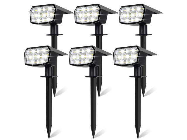 6-Pack Solar Spot Lights Outdoor Waterproof, Landscape Spotlight Cool White 59 LED, 3 Lighting Modes, IP65 Waterproof, Solar Powered Outdoor Lights...