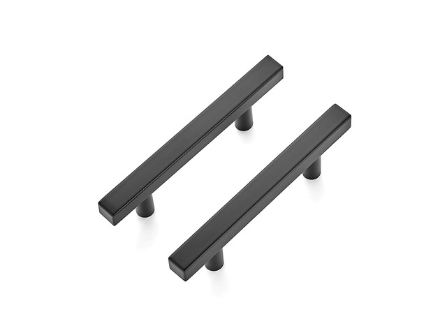 Matte Black Square Cabinet Hardware Pulls 3 Inch 30 Pack 5 Inch Overall Length, Round Foot Base, Stainless Steel, Kitchen Drawer Pulls, For...