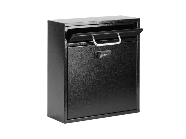 Wall Mount Mailbox for Outside, Combination Lock, Large, Black Sturdy Steel, Anti-theft Large Drop Box, Ideal for Home, Office, School Daily...