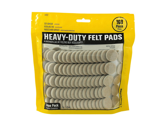 8727 Heavy Duty Self Adhesive Furniture Felt Pads 1-Inch Round Oatmeal 160-Piece Value Pack in Resealable Bag