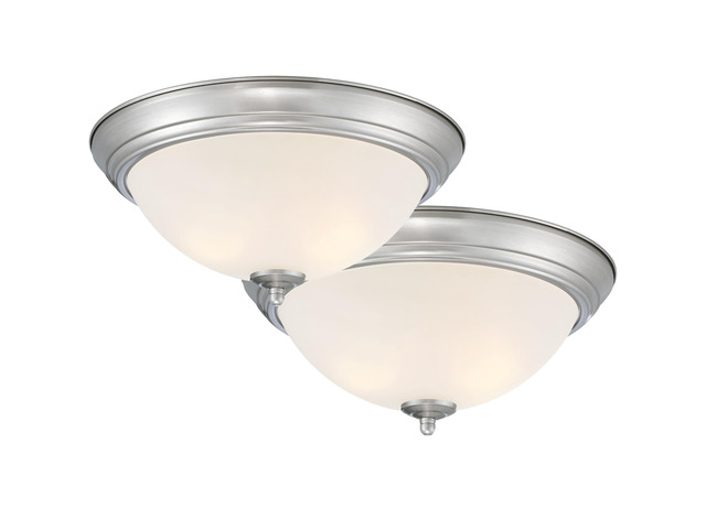 Flush Mount Ceiling Light, 11 Inch Frosted Glass Lighting Fixture for Kitchen, Bedroom, Bathroom, and Hallway, LED Bulbs Not Included, Brushed Nickel