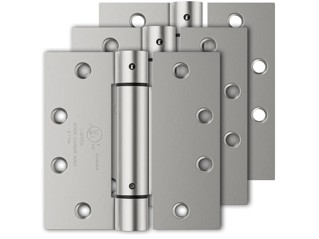 3 Pack Self Closing Door Hinges, 4.5' x 4.5' Spring Loaded Hinges Square Corners, Adjustable Tension for Garage, Front Door, Back Door, for Left...