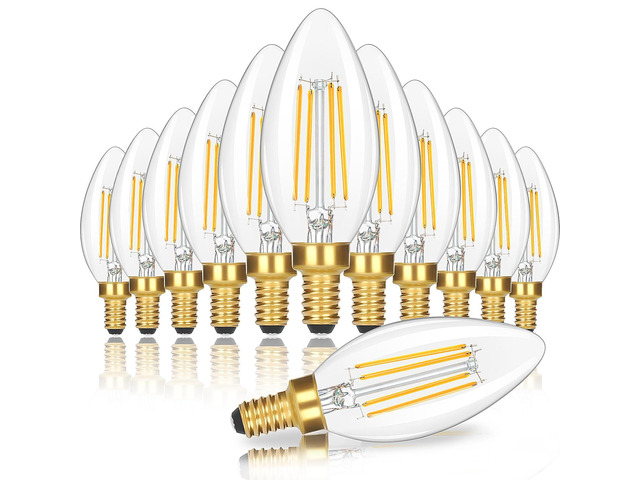 Dimmable E12 Candelabra LED Light Bulbs 60 Watt Equivalent, 6W 630LM Chandelier Light Bulb 2700K Soft Warm White, Vintage LED Filament Clear Glass...