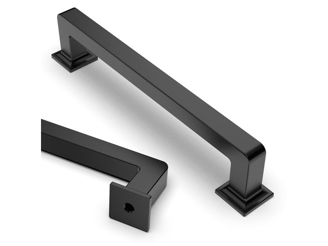 10 Pack 5 inch Matte Black Kitchen Cabinet Handles Heavy-Duty Solid Zinc, 2 Screw Sizes, 5' Hole Center(128mm), Cupboards, Drawers, Dressers,...