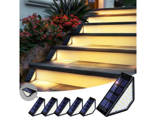 Solar Step Lights Waterproof, Stair Lights Outdoor Decor, 6 Pack Warm White 24 LEDs Solar Deck Lights for Garden, Porch, Pathway, Patio, Fence,...