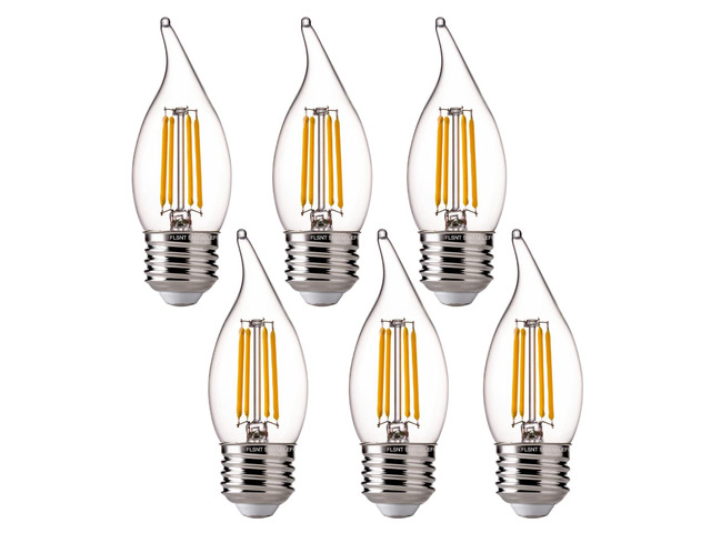 LED 60 Watts Equivalent Chandelier Light Bulbs, CA11 Dimmable Filament Clear LED Candelabra Bulbs, E26 Medium Base, 2700K Soft White, 6 Pack