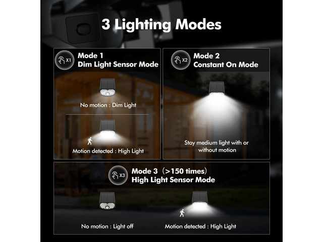 Solar Motion Sensor Outdoor Lights,Solar Lights Outdoor Waterproof IP68/30 LED/3 Modes,Solar Powered Spotlights,Landscape Lighting for Yard and...