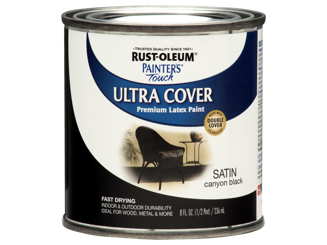 Painter's Touch Latex Brush-On Paint, Satin Canyon Black Interior/Exterior Durability, Multi Surface (Metal, Wood and More), Fast Dry, Chip and...