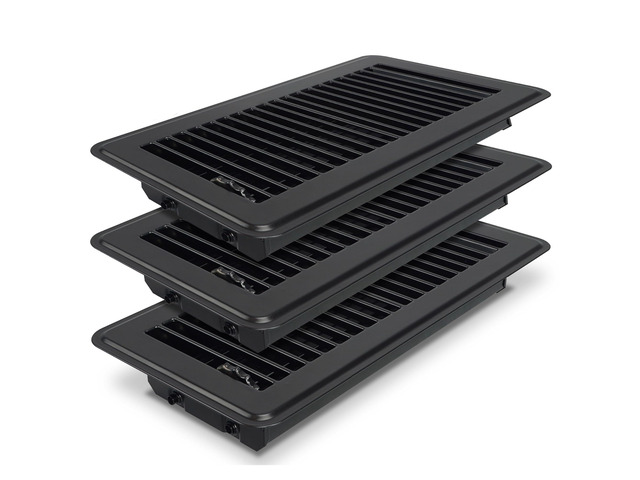 4 x 10 Floor Register, Black Floor Vent Covers for Home Floor, Adjustable Air Vent Covers Home Sidewall Vent Office or Ceiling Vent - Heavy Duty...
