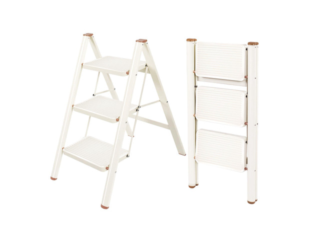 3 Step Ladder,Lightweight Folding Step Stool with Wide Anti-Slip Pedal, 330LBS Capacity, Heavy Duty,Sturdy Iron Metal Step Stool for Home, Kitchen,...