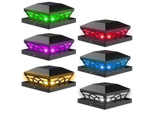 4X4 Post Solar Lights, Color Changing Solar Post Lights, Black 6 Pack IP65 Waterproof,Fence Post Lights for 3.5x3.5 4x4 5x5 5.5x5.5 Wood/Vinyl...