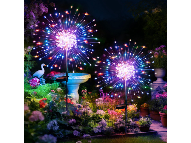 Solar Garden Lights Outdoor,Waterproof Garden, 2PC 200 LED Twinkling Firework Lights Decorative with 8 Modes,Decor for Yard Patio Pathway Lawn for...