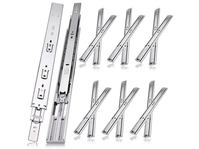 16 inch Drawer Slides 6 Pairs (12pcs) Soft Self Close 3 fold Full Extension Ball Bearing Cabinet Drawer Glides Side Mount for Dresser, Cabinet,...