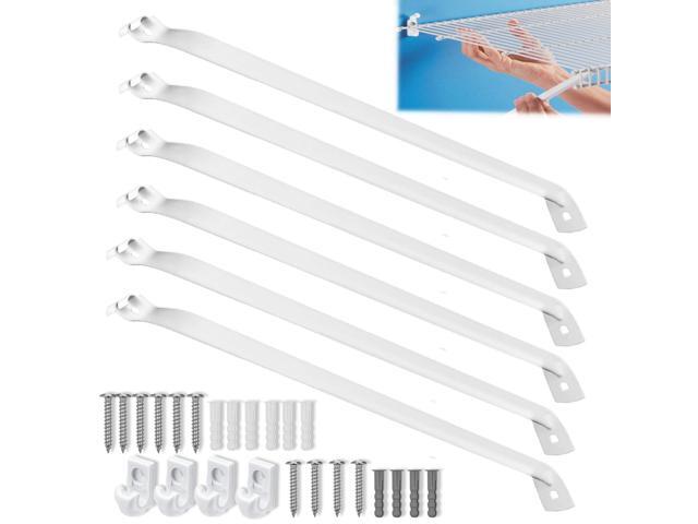 6PCS 12 inch Wire Shelf Brackets, Heavy Duty Wire Rack Bracket Epoxy Steel Brackets for Wire Shelves, Rustproof Steel, Anti-Sag Triangular...