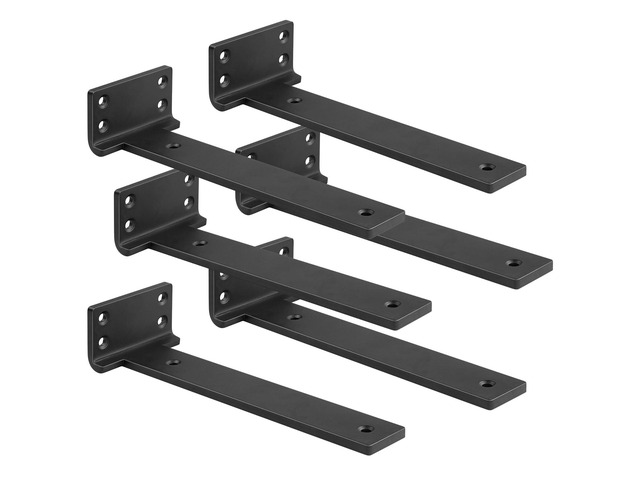 Floating Shelf Brackets 12 inch 6 Pack L Brackets for Floating Shelves Black Metal Heavy Duty Shelf Bracket for DIY Shelving Brackets Decorative...