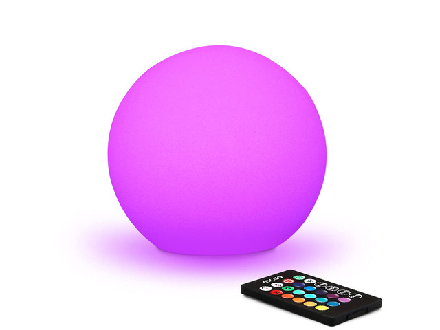 6-inch RGB Color-Changing LED Globe Orb Light w/Remote Mood Lamp Ball Kids Night Light, 16 Dimmable Colors & 4 Modes, Battery & AC Adapter Power,...