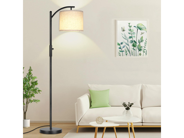 Dimmable Floor Lamp, Arc Floor Lamps for Living Room, Stepless Dimming Modern Standing Lamp with Linen Shade, Tall Lamp for Bedroom Office Dining...
