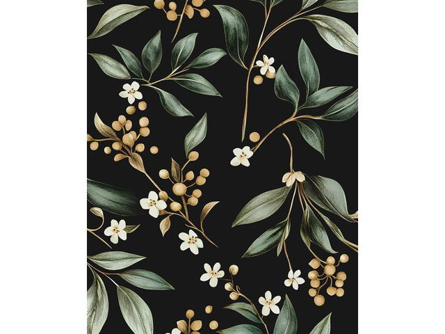 Black Green Vintage Floral Peel and Stick Wallpaper 17.5' x 393' Extra Long Self-Adhesive, Removable Waterproof Contact Paper for Bedroom,...
