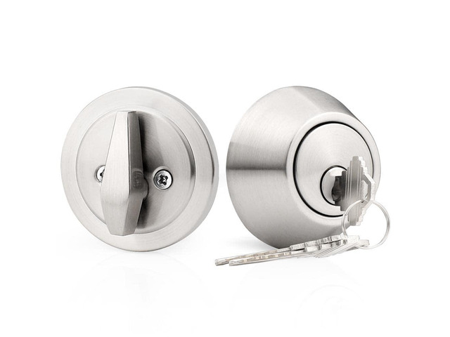Keyed Cylinder Deadbolt Single Side in Brushed Nickel, Anti-Theft Exterior Door Lock with 3 Keys, Entrance Lock and Front Door Lock, Each Set...