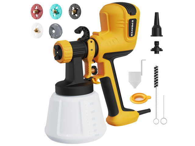 Paint Sprayer, HVLP Spray Gun with Cleaning & Blowing Joint with 4 Copper Nozzles & 3 Patterns, Paint Sprayers for House Painting, Furniture,...
