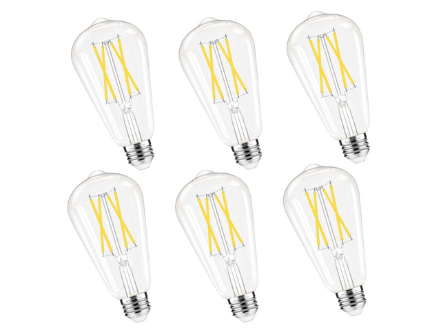 Dimmable Edison Bulbs 4000K Daylight White, E26 LED Bulb 60 watt Equivalent ST58 Vintage Light Bulbs, 600LM, 90+ CRI, E26 Base, Clear Glass, 6 Pack