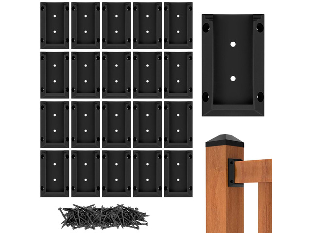 20pcs Deck Railing Brackets Connectors for 2x4 Railing Wood Post with 120pcs Wood Screws
