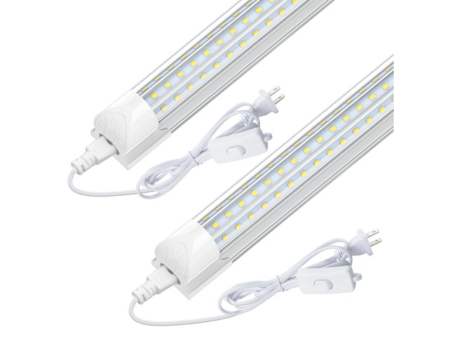 4FT LED Shop Lights, 50W 7500LM D Shape, ETL Listed 2 Pack 6500K Daylight White, plug-and-play T8 integrated design with clear cover and linkable...