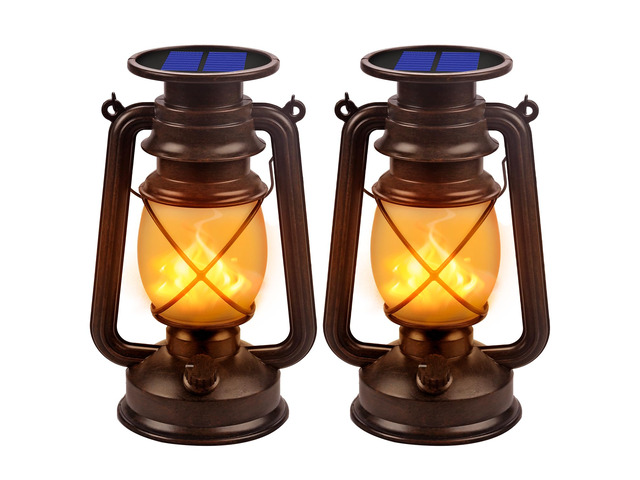 Solar Lanterns Outdoor Waterproof 2 Pack LED Flickering Light Vintage Hanging Solar Lanterns Decorative Outdoor for Patio Garden Porch Decor Yard...