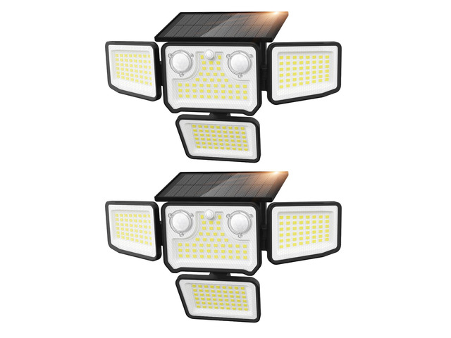 4500LM Solar Lights Outdoor Waterproof, 254 LED Solar Flood Lights Outdoor with 2 Motion Sensor, 4 Heads Security Light for Yard Outside House...
