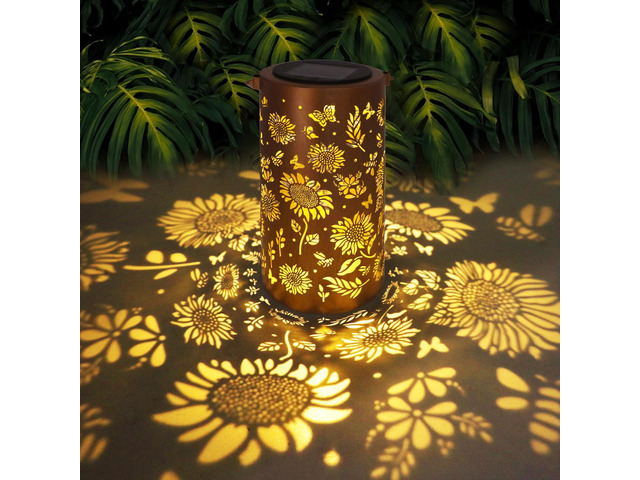 Sunflower Solar Lanterns Outdoor Waterproof Hanging Lights Sunflower Gifts for Women Mom Grandma, Metal Solar Decorative Lanterns for Yard Patio...