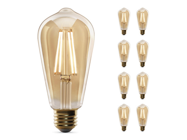 Vintage Exposed Straight Filament Amber Clear Glass LED ST19, 60W Equivalent, 400 Lumen, Dimmable, 2100K Warm White, E26 Base, 15,000-Hour,...