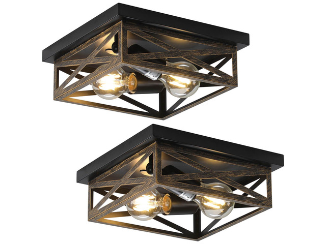 2Pack Rustic Flush Mount Ceiling Light Fixture, Modern Farmhouse Light Fixture, Kitchen Hallway Light Fixtures for Bedroom,Dining Room...