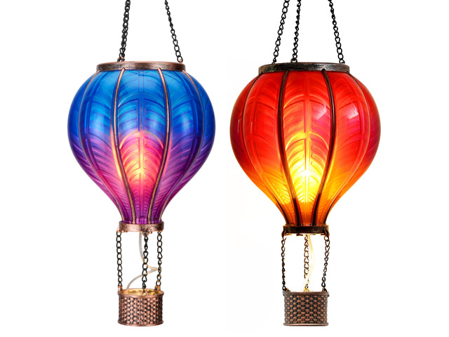 2 Pcs Hot Air Balloon Solar Lantern Outdoor Garden Decor, Waterproof Hanging Solar Lantern with Flickering Flame Light for Yard Tree,Gift for Mom...