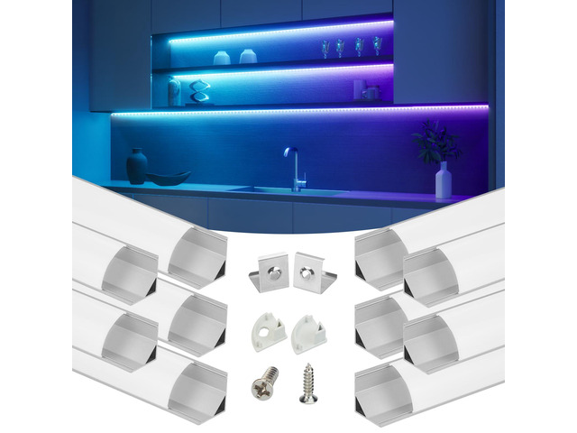 10Pack 3.3FT Silver V-Shape Corner LED Channel Milky Cover V1SW WW Silver LED Channel, Milky Diffuser Cover, 16x16mm V Shape, Corner Lighting,...