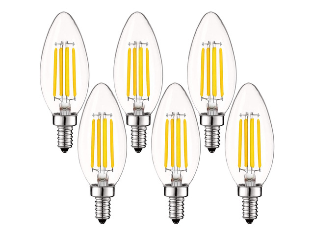 Vintage Candelabra LED Bulb 60W Equivalent, 550 Lumens, 3500K Natural White, LED Chandelier Light Bulbs 5W, Dimmable, Clear Glass, Filament LED...