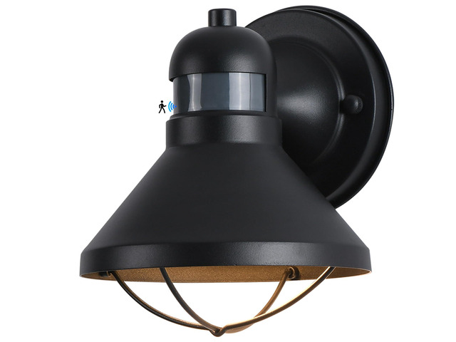 Dusk to Dawn Motion Sensor Outdoor LED Porch Wall Light Fixture Exterior Barn Lantern Black Farmhouse Sconce Lighting Rustic Wall Mount Lamp for...