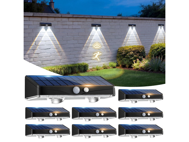 Solar Fence Lights Outdoor with Motion Sensor,Fence Lights Solar Powered,IP65 Waterproof,3 Modes LED Solar Lights for...