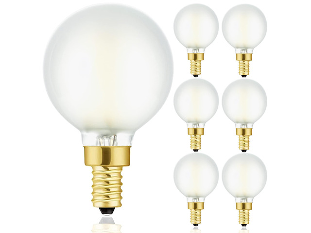 Frosted G16.5 led Bulb E12 Candelabra Bulb 60 Watt led Edison Bulb 2700K Warm White 600lm ac120v 6W dimmable g50 Globe Bulb for Chandelier,Vanity...