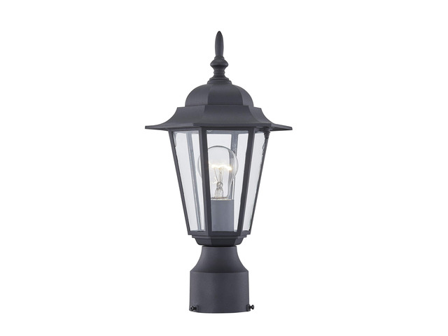 Outdoor Post Light, Pole Lantern, E26 Base 60W Max, Aluminum Housing Plus Glass, Wet Location Rated, ETL Qualified, Bulbs not Included, Black