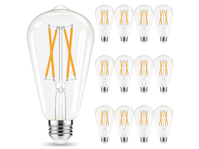 E26 LED Bulb, Soft White 2700K Edison Bulbs, 60 watt Equivalent 12 Pack Edison LED Bulb, Non-Dimmable, E26 Medium Base, E26 Light Bulbs, 90+ CRI,...